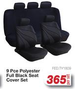 9 Pce Polyester Full Black Seat Cover Set FED.TY1809-Per Set