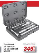 Tomi Hawk 17 Pce 1/4" Dr Socket Set Metric FED.AKTS17PCE-Per Set
