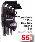 TomiHawk 10 Pce Hex Key Metric Set FED.AKT73016-Per Set