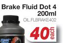 Brake Fluid Dot 4 OIL.FLBRAKE402-200ml Each