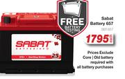 Sabat Battery 657 SBT.657-Each