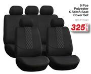 9 Pce Polyester X-Stitch Seat Cover Set FED.TY1843-Per Set