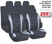 Auto Kraft 9 Pce Black/Grey Seat Cover Set FED.SC1842BG-Per Set