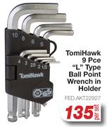 Tomi Hawk 9 Pce "L" Type Ball Point Wrench In Holder FED.AKT22927-Per Set