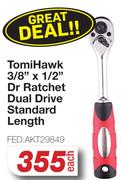 Tomi Hawk 3/8" x 1/2" Dr Ratchet Dual Drive Standard Length FED.AKT29849-Each