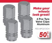 Auto Zone 4 Pce Tyre Valve Caps Aluminium FED.APO272CH-Per Set