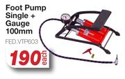 Foot Pump Single + Gauge 100mm FED.VTP603-Each