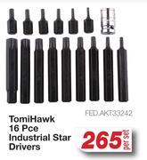 Tomi Hawk 16 Pce Industrial Star Drivers FED.AKT33242-Per Set