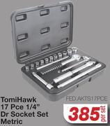 Tomi Hawk 17 Pce 1/4" Dr Socket Set Metric FED.AKTS17PCE-Per Set