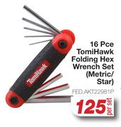 Tomi Hawk 16 Pce Folding Hex Wrench Set Metric/Star FED.AKT22981P-Per Set