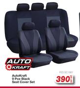 Auto Kraft 9 Pce Black Seat Cover Set FED.SC1881-Per Set