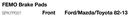 Femo Brake Pads Front For Ford/Mazda/Toyota 82-13 SPX.FP001