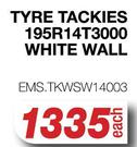 Tackies Tyre 195R14T3000 White Wall EMS.TKWSW14003-Each