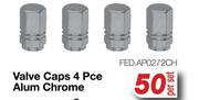 Valve Caps 4 Pce Alum Chrome FED.AP0272CH-Per Set