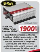 Auto Kraft 1200W Power Inverter 12/24 FED.CAR1200W-Each