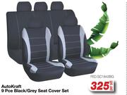Auto Kraft 9 Pce Black/Grey Seat Cover Set FED.SC1842BG-Per Set