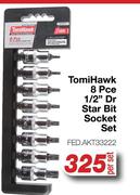 TomiHawk 8 Pce 1/2"Dr Star Bit Socket Set FED.AKT33222-Per Set
