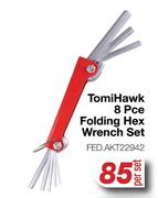 TomiHawk 8 Pce Folding Hex Wrench Set FED.AKT22942-Per Set