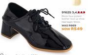 Black Faux Patent Leather Lace Up Shoe