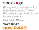 Honey Black, White & Yellow PU High Heel Sandals