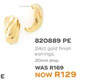 Honey 24ct Gold Finish Earrings