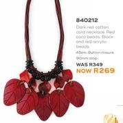 Honey Dark Red Cotton Cord Necklace