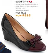 Honey Black Faux Patent Leather PU Shoe