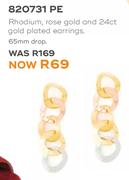 Honey Rhodium, Rose Gold & 24ct Gold Plated Earrings