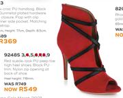 Honey Red Suede Look PU Peep Toe High Heel Shoes