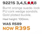 Honey Burnt Orange Suede Look PU Cork Wedge Sandals 9221S 3, 4, 5, 8