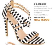 White And Black Striped Sandals