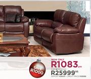 Houston 3 Piece 3 Action Leather Lounge Suite