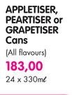 Appletiser, Peartiser Or Grapetiser Cans(All Flavours)-24X330ml