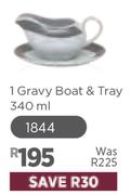 Dine Black & White Range 1 Gravy Boat & Tray(1844)-340ml