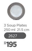 Dine Black & White Range 3 Soup Plates 21.5cm(2627)-250ml