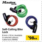 Master Lock Self Coiling Bike Lock-Each