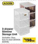 Addis 3 Drawer Slimline Storage Unit-Each