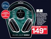 Volkano 2 In 1 Wired Series Falcon Headphones Plus Alloy Combo VK-BUN-02