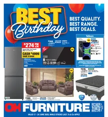 OK Furniture : Best Birthday (17 June - 24 June 2025 While Stocks Last)