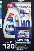 Omo Auto Washing Powder 2Kg, Semi Concentrated Liquid 1.5L Or Auto Capsules 17s-For 2