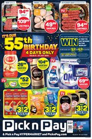 Pick n Pay Gauteng, Free State, North West, Mpumalanga, Limpopo and Northern Cape : Our 55TH  Birthday 4 Day Sale (21 July - 24 July 2022)