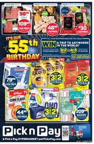 Pick n Pay Gauteng, Free State, North West, Mpumalanga, Limpopo and Northern Cape : Our 55TH  Birthday (01 August - 07 August 2022)