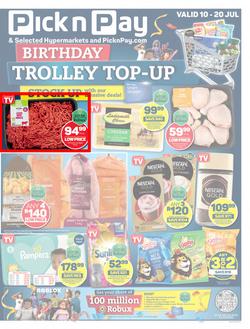 Pick n Pay Gauteng, Free State, North West, Mpumalanga, Limpopo & Northern Cape : Birthday Trolley Top-Up (10 July - 20 July 2023), page 1