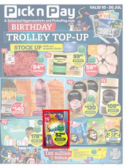 Pick n Pay Gauteng, Free State, North West, Mpumalanga, Limpopo & Northern Cape : Birthday Trolley Top-Up (10 July - 20 July 2023), page 1