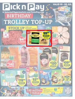 Pick n Pay Gauteng, Free State, North West, Mpumalanga, Limpopo & Northern Cape : Birthday Trolley Top-Up (10 July - 20 July 2023), page 1