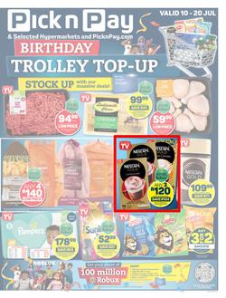 Pick n Pay Gauteng, Free State, North West, Mpumalanga, Limpopo & Northern Cape : Birthday Trolley Top-Up (10 July - 20 July 2023), page 1