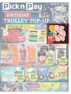 Pick n Pay Gauteng, Free State, North West, Mpumalanga, Limpopo & Northern Cape : Birthday Trolley Top-Up (10 July - 20 July 2023), page 1