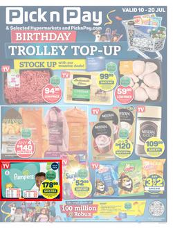 Pick n Pay Gauteng, Free State, North West, Mpumalanga, Limpopo & Northern Cape : Birthday Trolley Top-Up (10 July - 20 July 2023), page 1