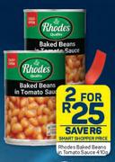 Rhodes Baked Beans In Tomato Sauce-For 2 x 410g