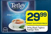 Tetley Black Tagless Teabags-102's Pack